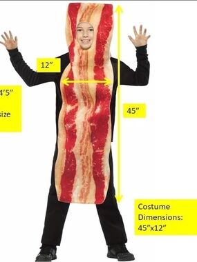 Rasta Imposta Bacon Slice Child Halloween Costume Kids Size 7-10